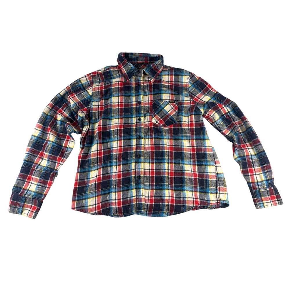 Stanley‎ Womens Plaid Flannel Button Down Shirt Blue Red Yellow Long Sleeve L